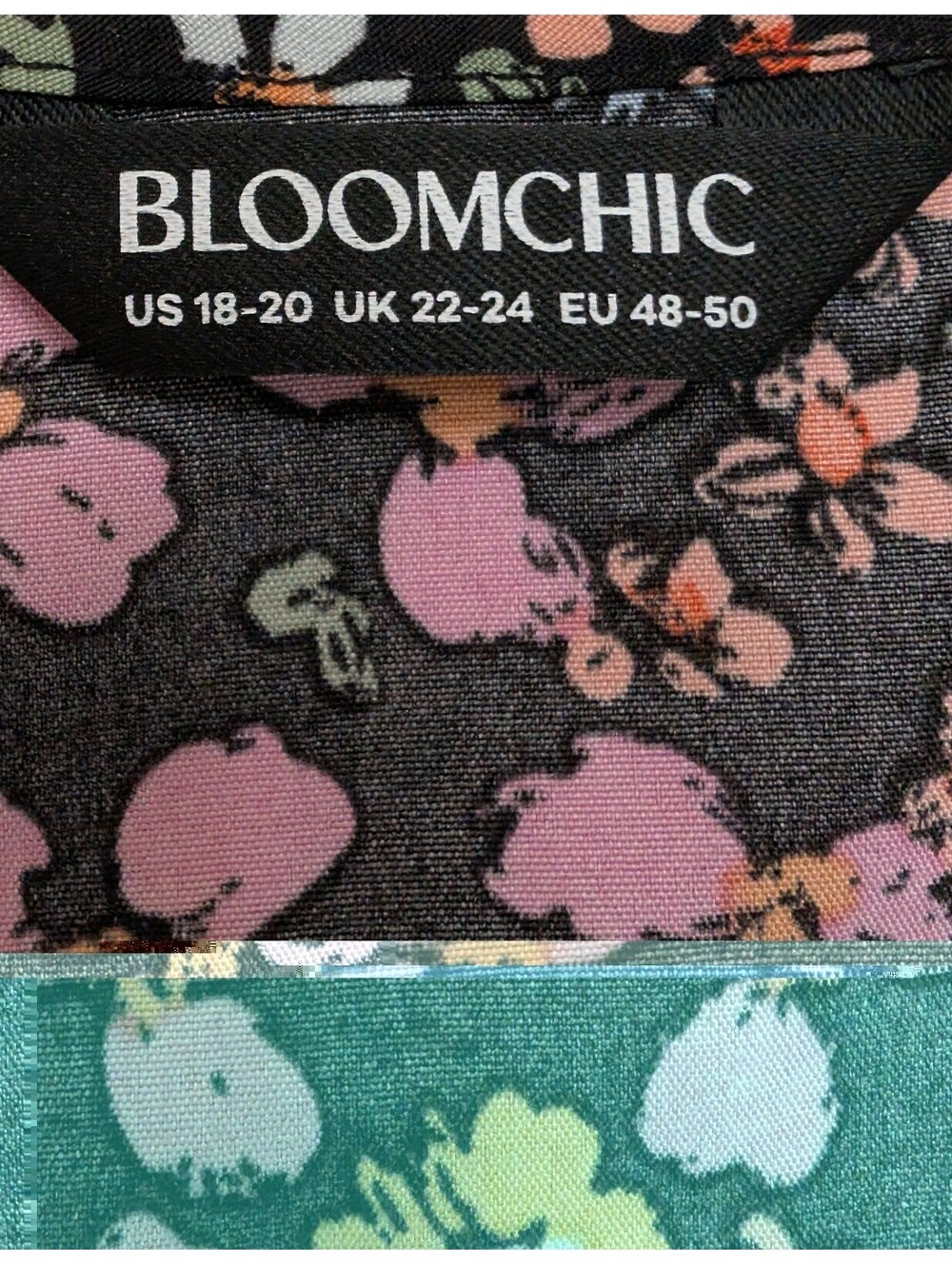 BloomChic Floral Blouse Womens 18/20 Black Multicolor V Neck Flutter Sleeve Top - Picture 6 of 8